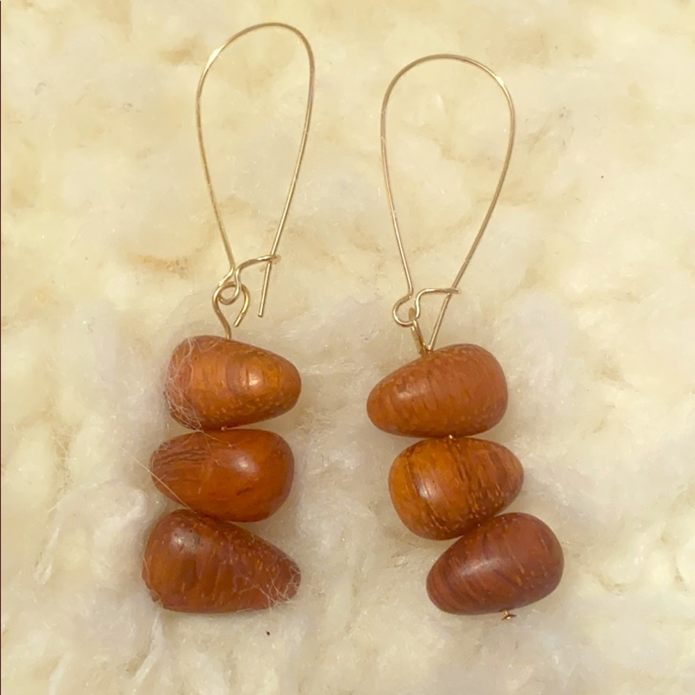 Wood bead earrings